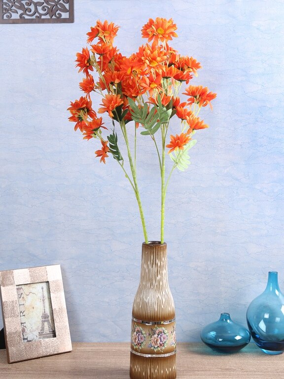 ARTIFICIAL DAISY FLOWER STEMS (80 CM TALL, 5 BRANCHES, ORANGE, SET OF 2) MSF99